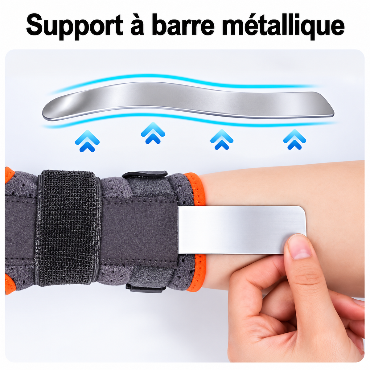 Attelle avec support metalique