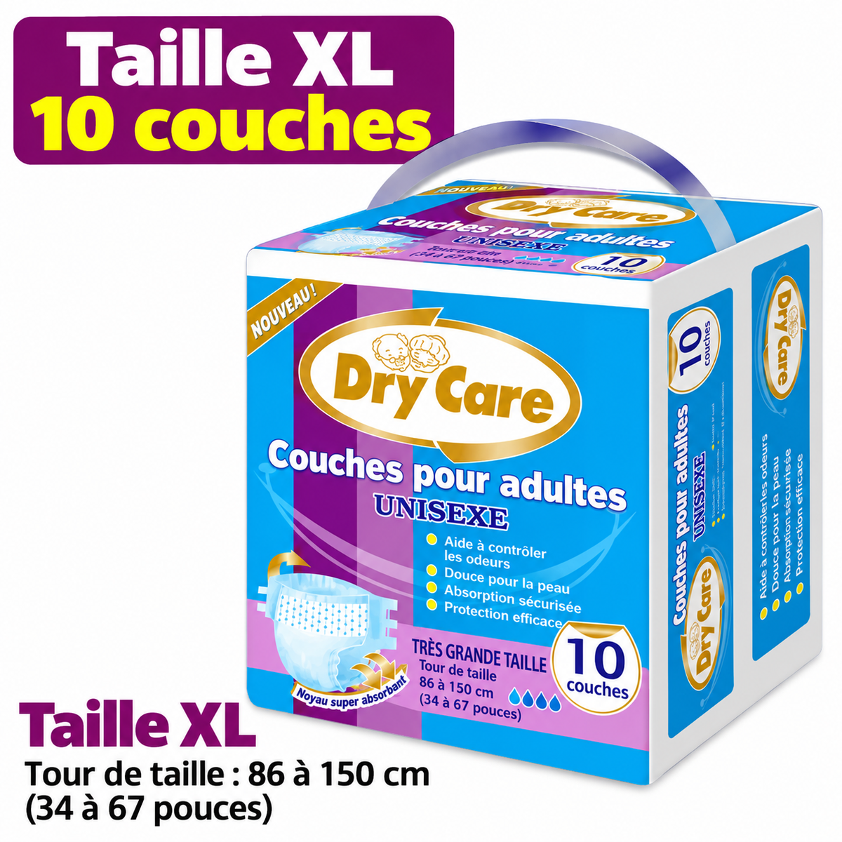 Couches-culottes jetables pour adultes – 20 pièces, ultra-absorbantes, unisexes