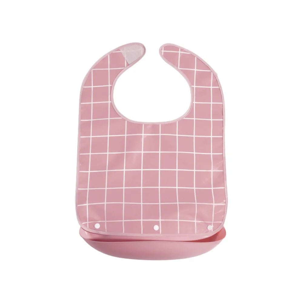 bavoir rose carreaux